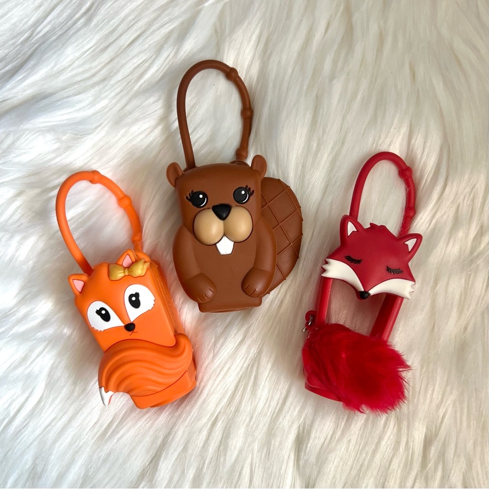 Fall fox & beaver hand sanitizer holders